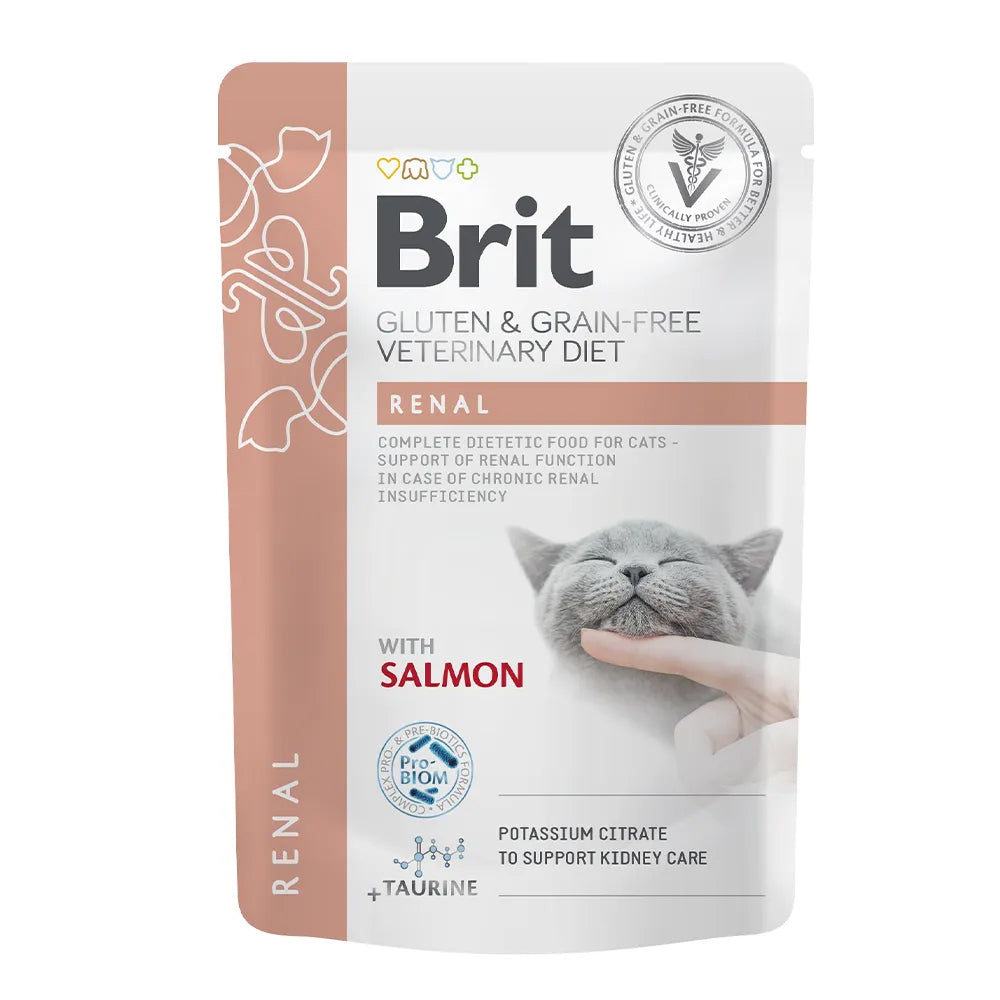 Bild vom Produkt: Brit Premium veterinär Diät Nassfutter Pouch in Soße für adulte Katzen - Lachs - Renal Niere 85g