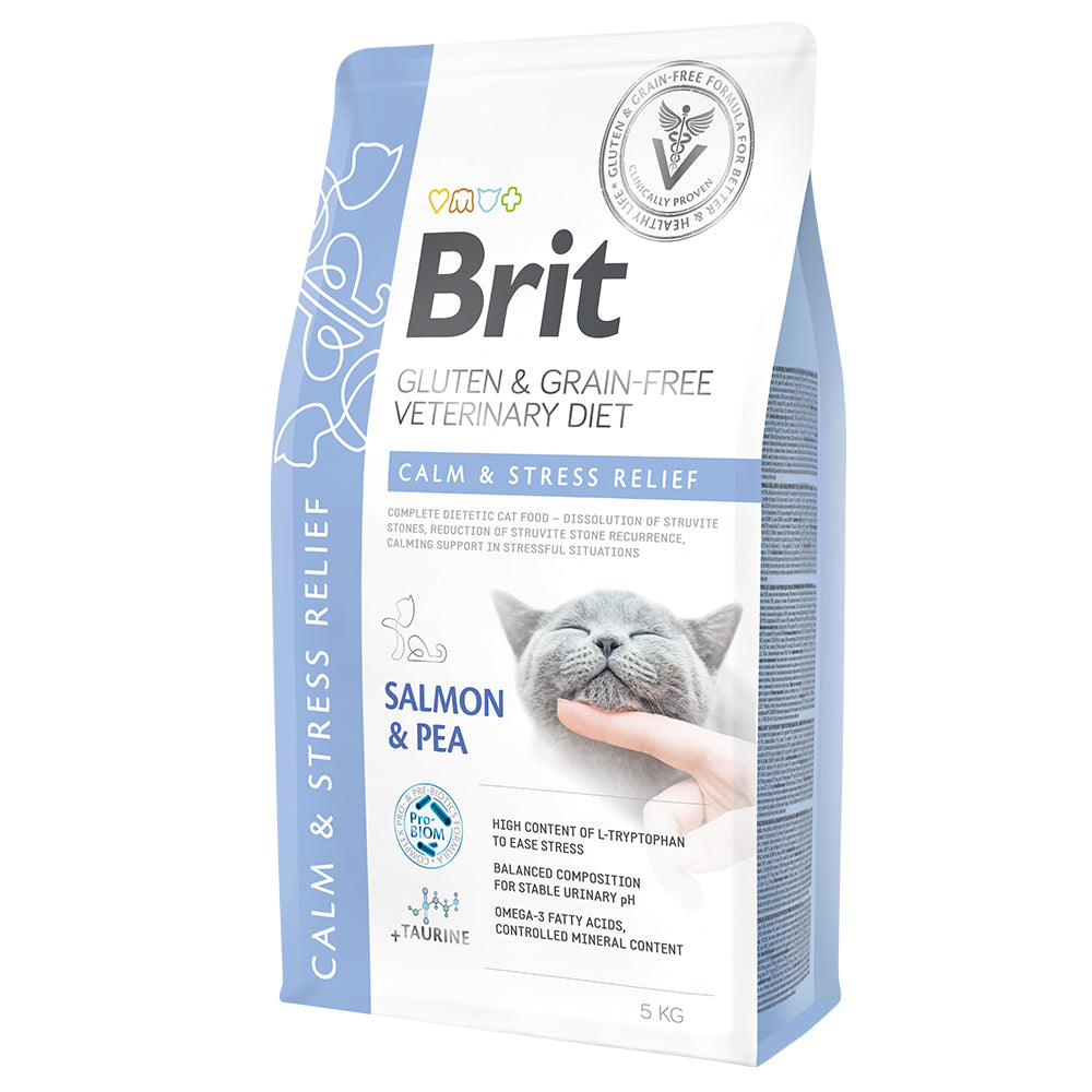 Bild vom Produkt: Brit Premium veterinär Diät Trockenfutter für adulte Katzen - Salmon & Peas Lachs mit Erbsen - Calm & Stress Relief Antistress 5kg