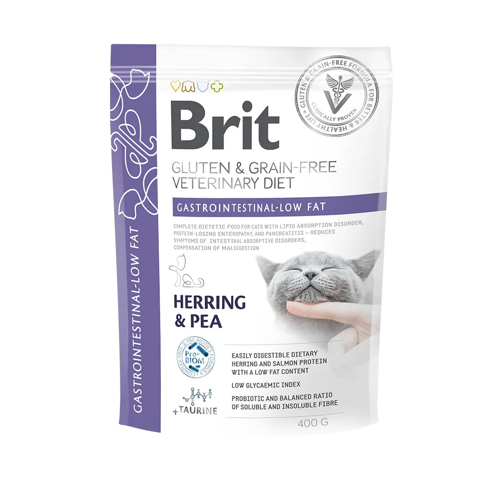 Bild vom Produkt: Brit Premium veterinär Diät Trockenfutter für adulte Katzen - Herring & Peas Hering mit Erbsen - Gastrointestinal Low Fat Magen-Darm 400g