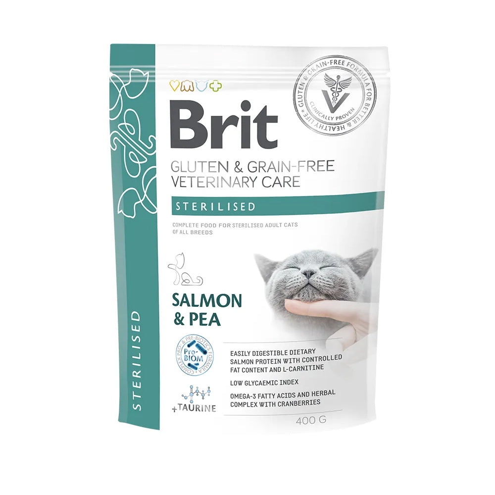 Bild vom Produkt: Brit Premium veterinär Diät Trockenfutter für adulte sterilisierte Katzen - Salmon & Peas Lachs mit Erbsen - Sterilised 400g