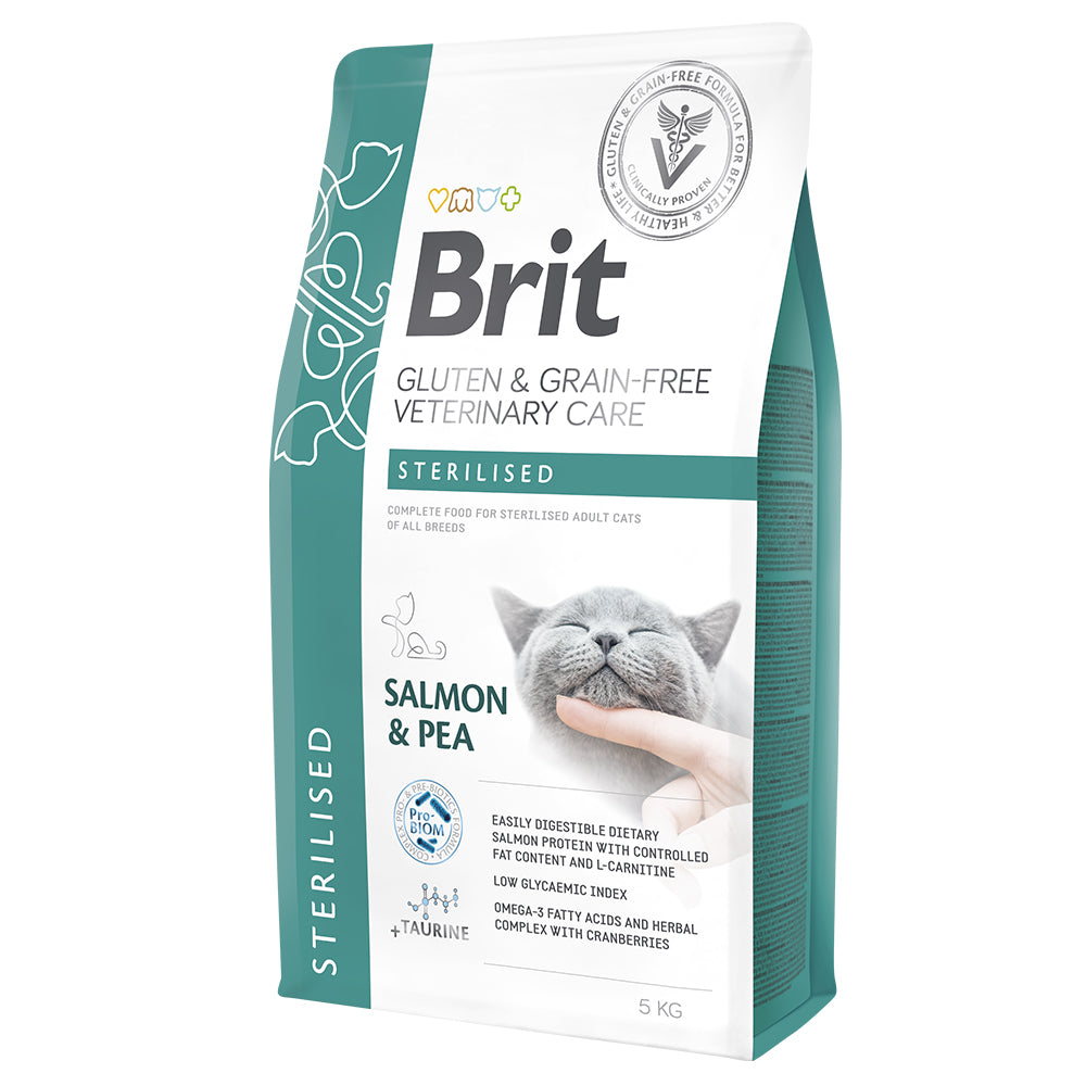 Bild vom Produkt: Brit Premium veterinär Diät Trockenfutter für adulte sterilisierte Katzen - Salmon & Peas Lachs mit Erbsen - Sterilised 5kg