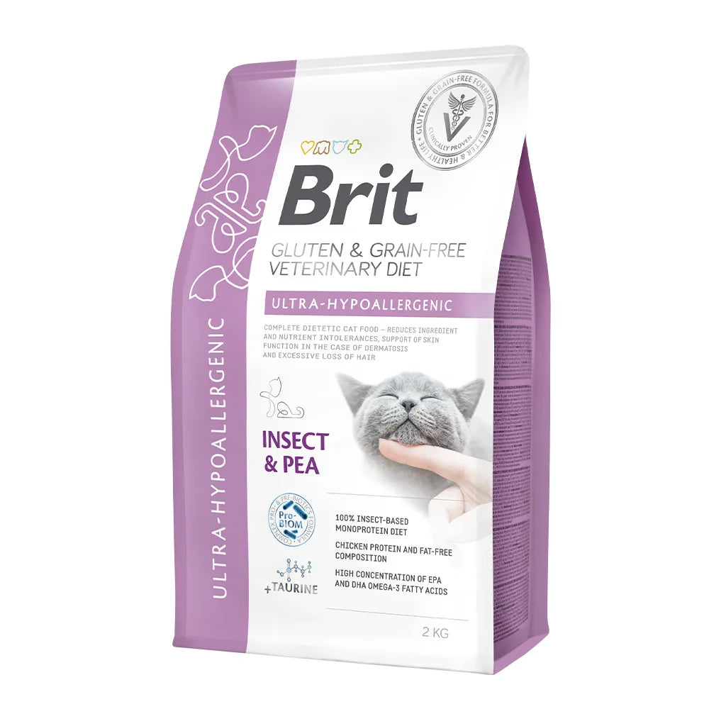 Bild vom Produkt: Brit Premium veterinär Diät Trockenfutter für adulte Katzen - Insect & Peas Insekt mit Erbsen - Ultra-Hypoallergenic Hypoallergen 2kg