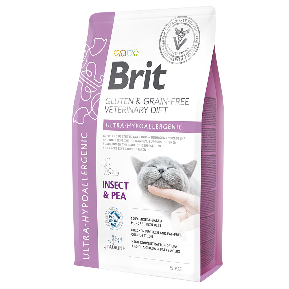 Bild vom Produkt: Brit Premium veterinär Diät Trockenfutter für adulte Katzen - Insect & Peas Insekt mit Erbsen - Ultra-Hypoallergenic Hypoallergen 5kg