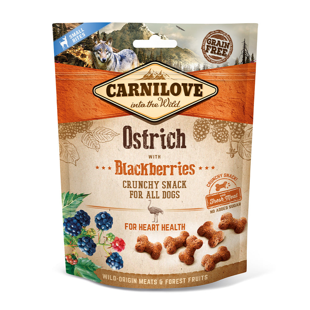 Bild vom Produkt: Carnilove Premium Crunchy Snack Ostrich with Blackberries Strauß mit Brombeeren 200g