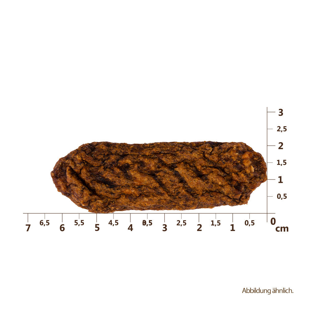Bild von der Größe vom Snack des Produktes: Carnilove Premium Luftgetrockneter Fleischriegel Snack Meat Jerky Chicken Pheasant Bar Huhn Fasan