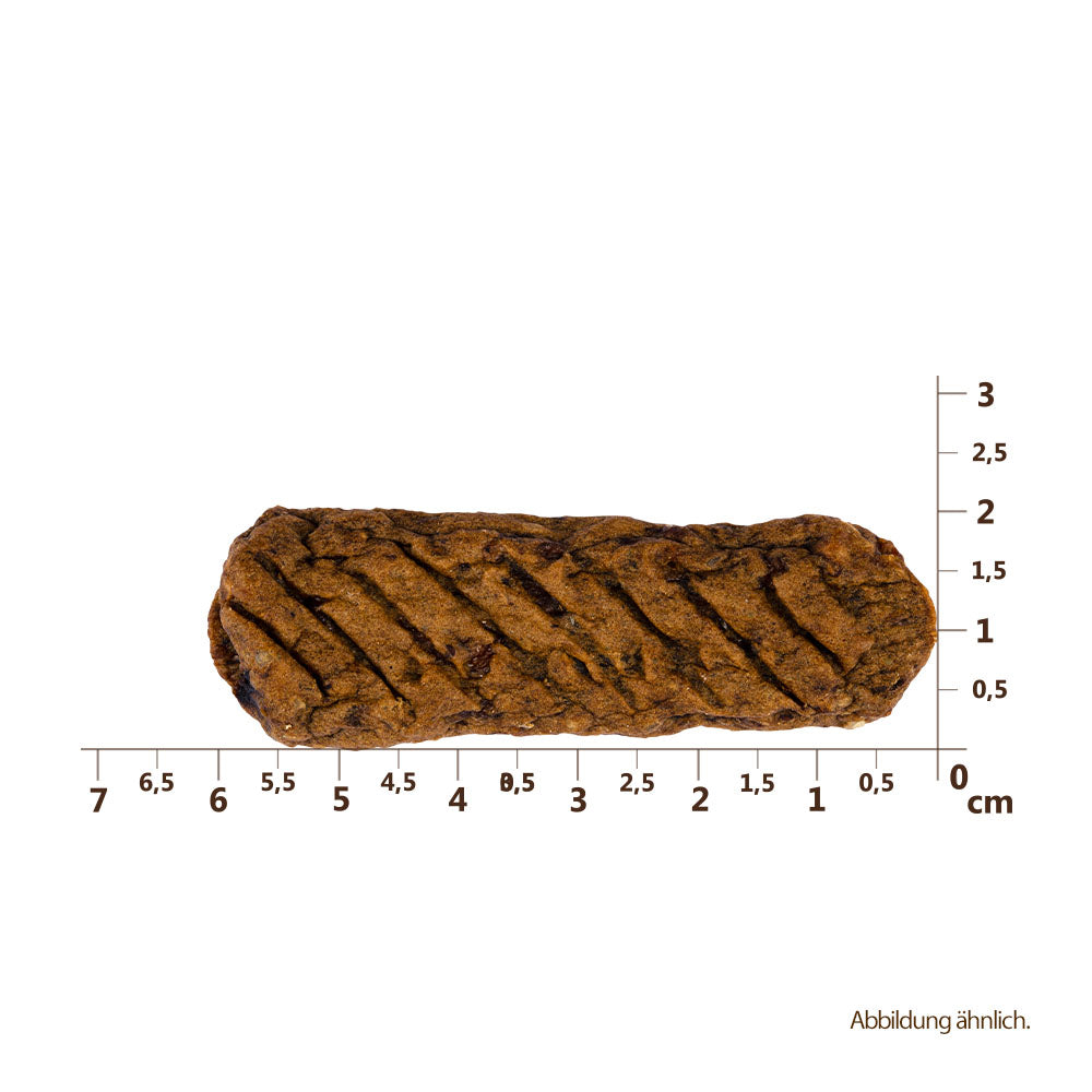 Bild von der Größe vom Snack des Produktes: Carnilove Premium Luftgetrockneter Fleischriegel Snack Meat Jerky Turkey Rabbit Bar Truthahn Kaninchen