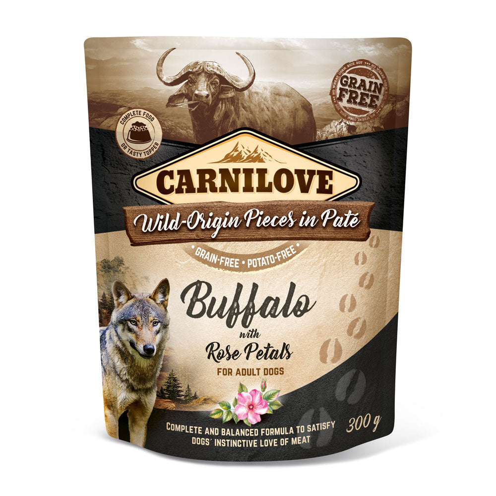 Bild vom Produkt: Carnilove Premium Nassfutter Pouch für adulte Hunde Buffalo with Rose Petals Büffel mit Rosenblättern 300g