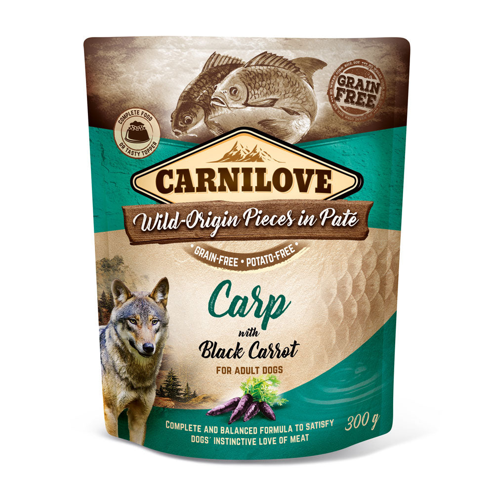 Bild vom Produkt: Carnilove Premium Nassfutter Pouch für adulte Hunde Carp with Black Carrot Karpfen mit schwarzer Karotte 300g
