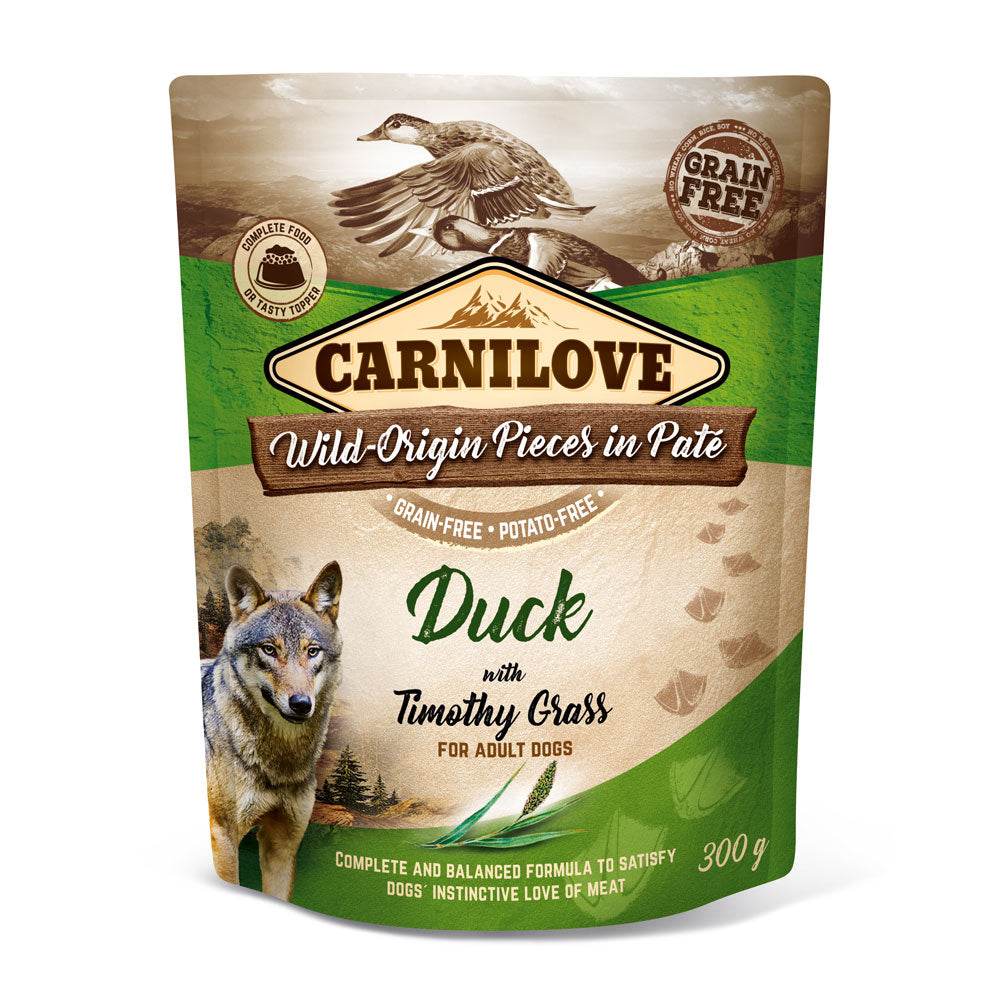 Bild vom Produkt: Carnilove Premium Nassfutter Pouch für adulte Hunde Duck with Timothy Grass Ente mit Lieschgras 300g
