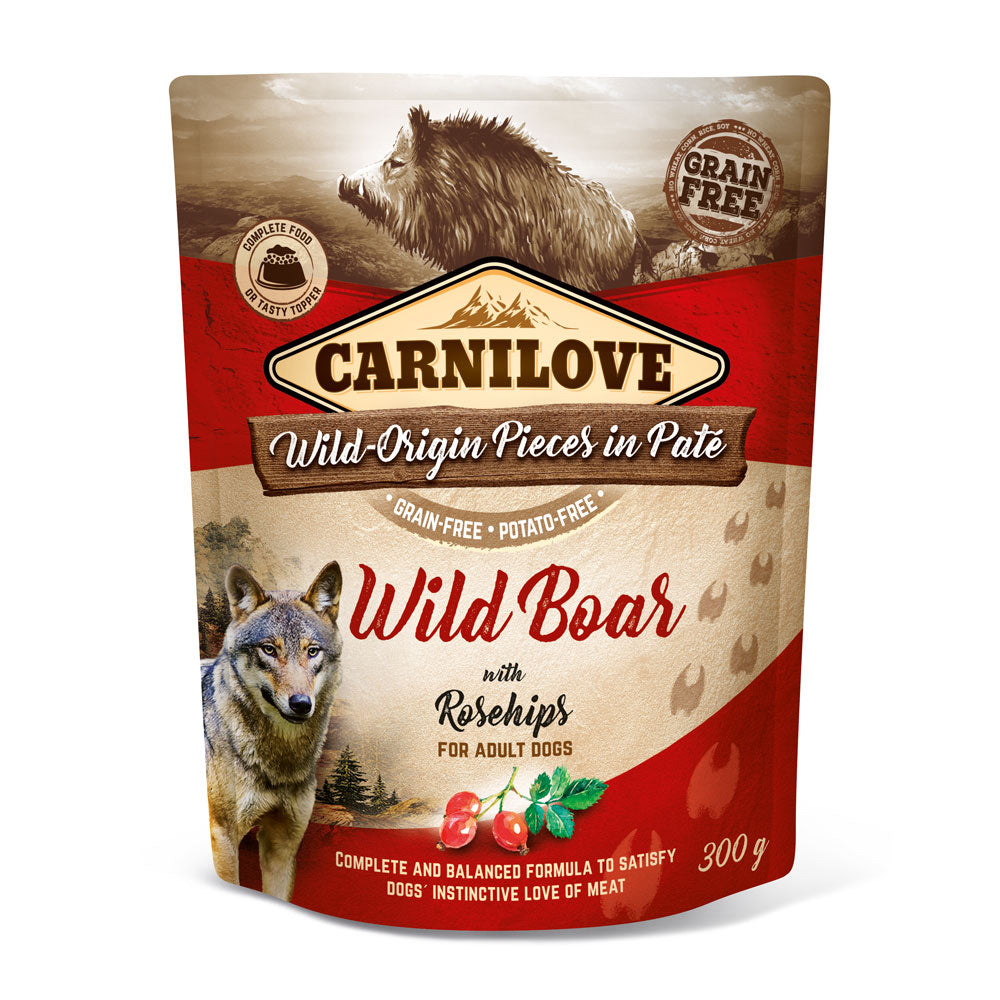 Bild vom Produkt: Carnilove Premium Nassfutter Pouch für adulte Hunde Wild Boar with Rosehips Wildschwein mit Hagebutte 300g