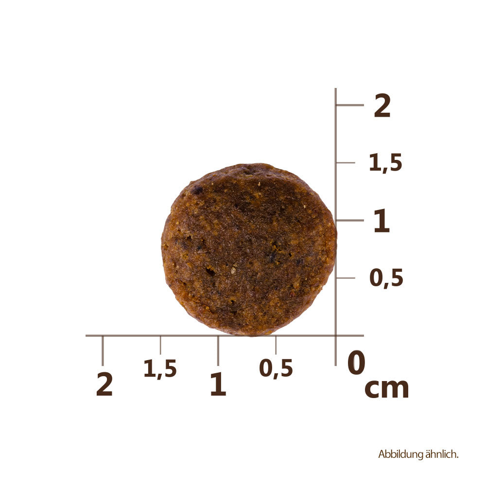 Bild von der Größe der Krokette des Produktes: Carnilove Premium Trockenfutter Fresh für adulte Hunde Carp Trout Karpfen Forelle