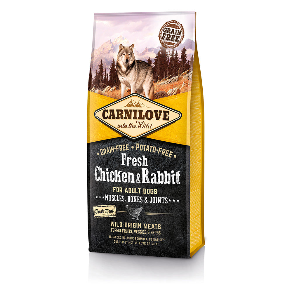 Bild vom Produkt: Carnilove Premium Trockenfutter Fresh für adulte Hunde Chicken Rabbit Huhn Kaninchen 12kg