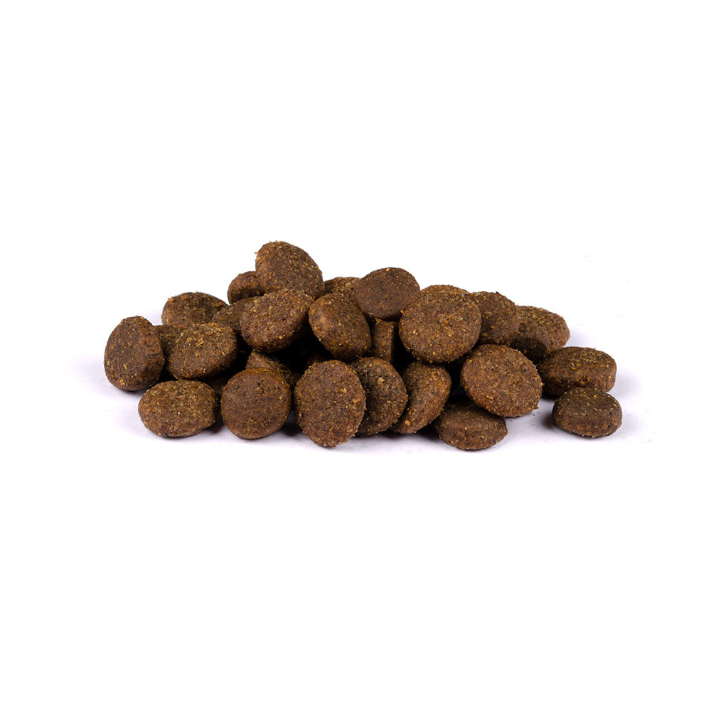 Bild von mehreren Kroketten des Produktes: Carnilove Premium Trockenfutter für adulte Hunde Duck Pheasant Ente Fasan