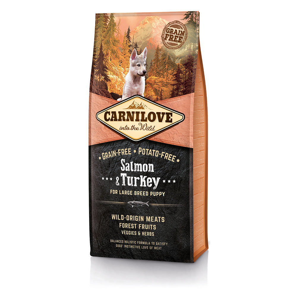 Bild vom Produkt: Carnilove Premium Trockenfutter für Welpen und Junghunde großer Rassen Salmon and Turkey Lachs und Truthahn 12kg