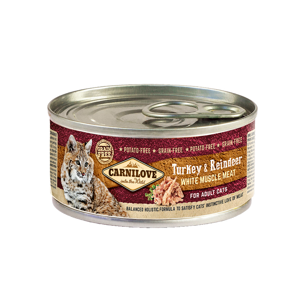 Bild vom Produkt: Carnilove Premium Nassfutter Dose für adulte Katzen - Turkey & Reindeer Truthahn und Rentier 100g
