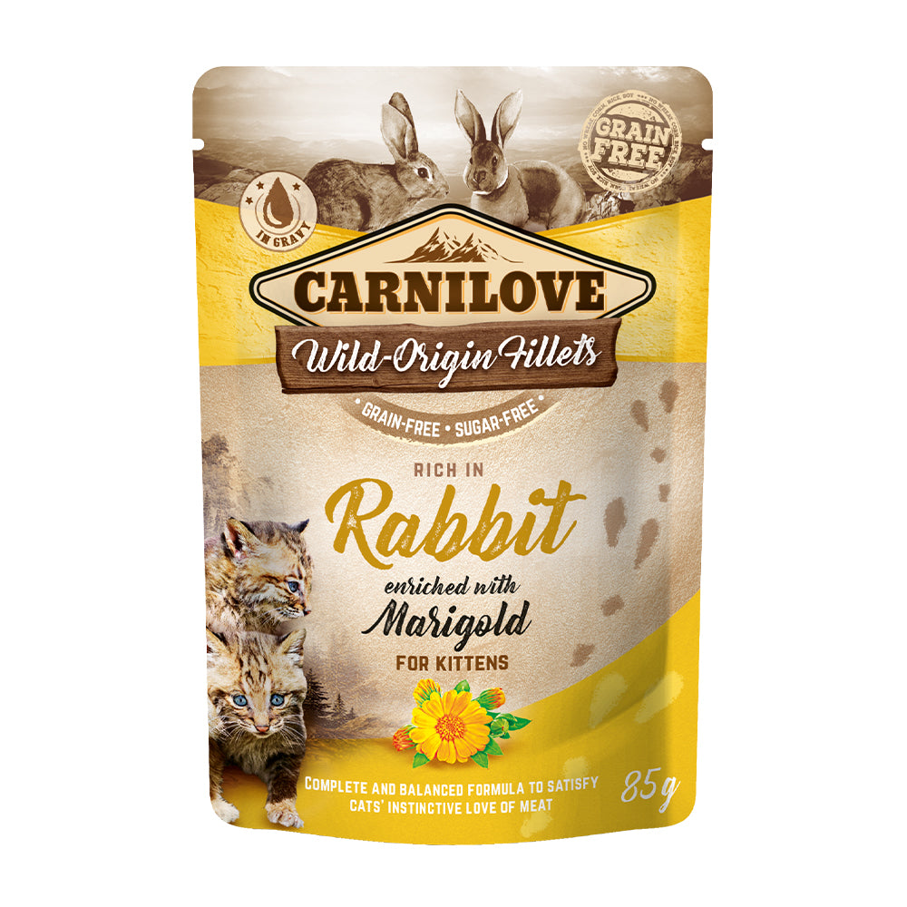 Bild vom Produkt: Carnilove Premium Nassfutter Pouch in Soße für Kätzchen Kitten - Rabbit with Marigold Kaninchen mit Ringelblume 85g