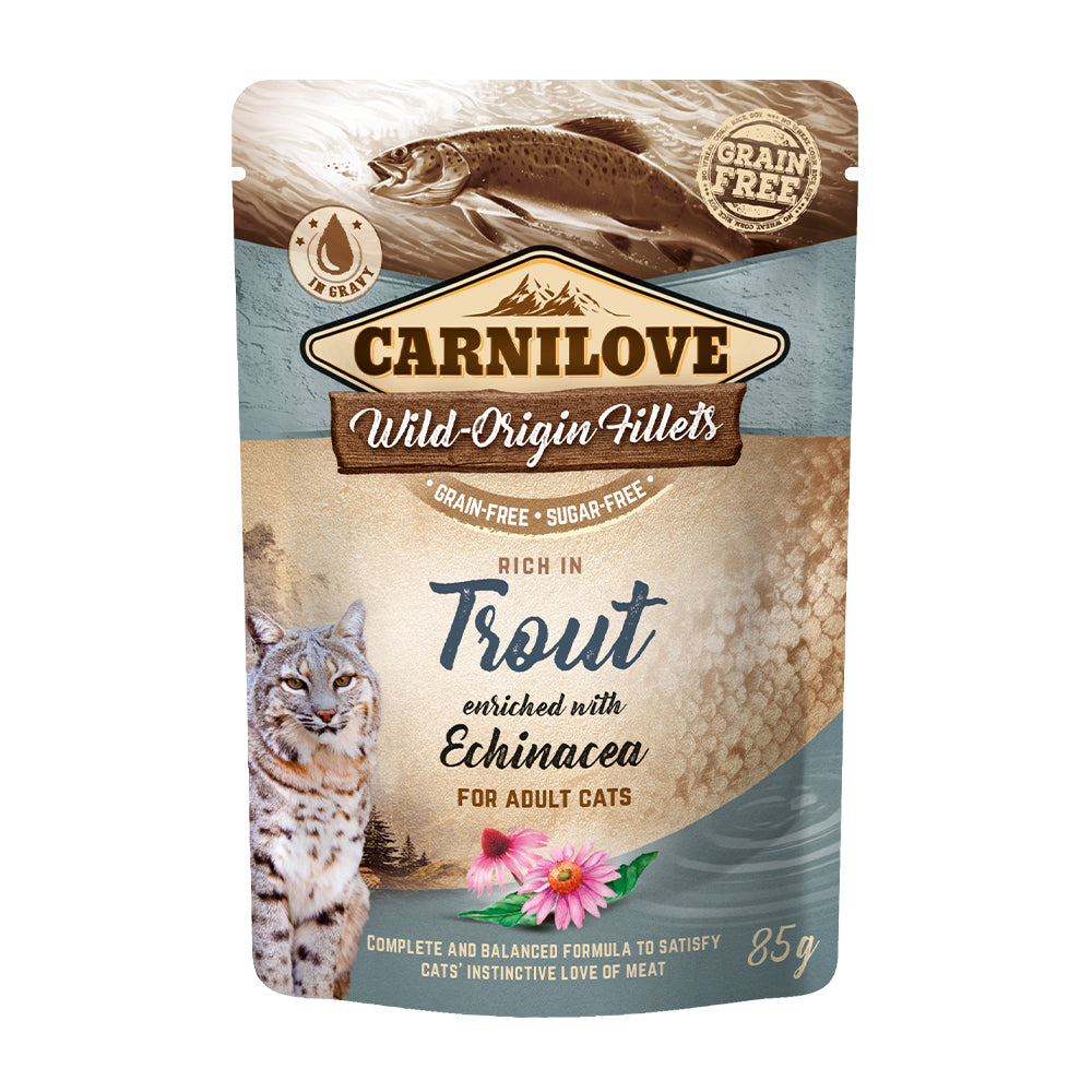 Bild vom Produkt: Carnilove Premium Nassfutter Pouch in Soße für adulte Katzen - Trout with Echinacea Forelle mit Sonnenhut 85g