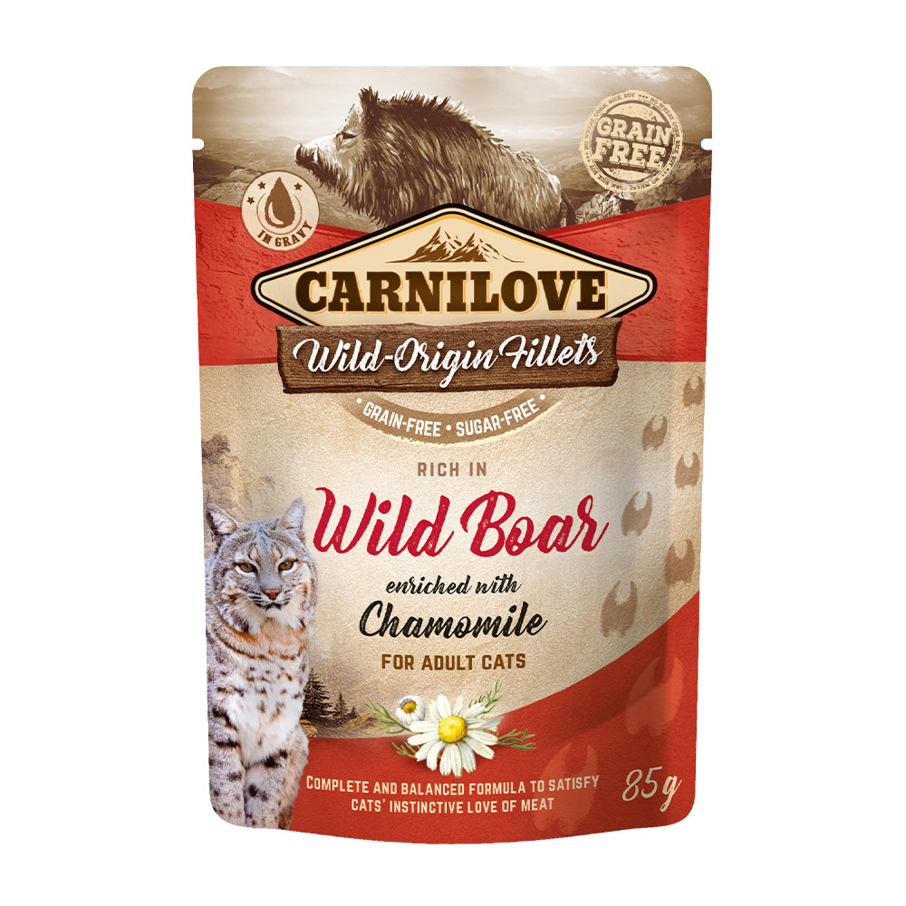 Bild vom Produkt: Carnilove Premium Nassfutter Pouch in Soße für adulte Katzen - Wild Boar with Chamomile Wildschwein mit Kamille 85g
