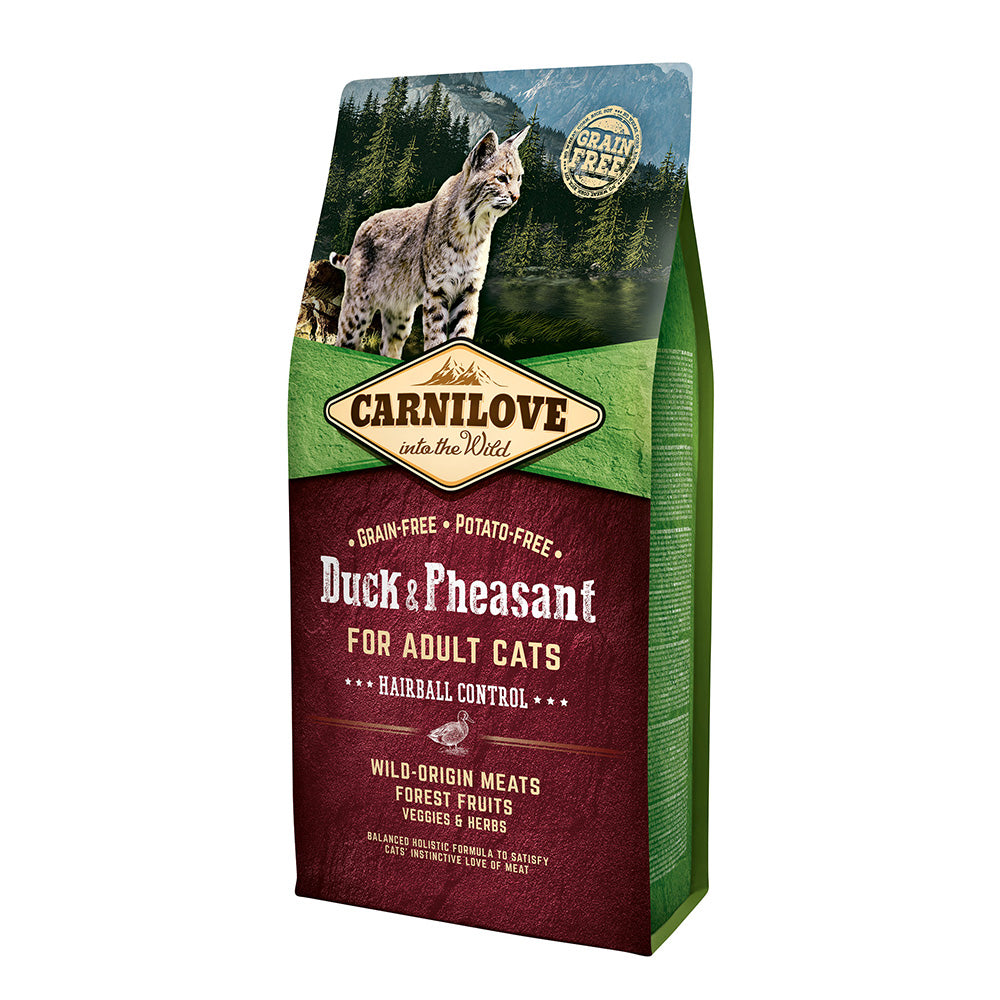 Bild vom Produkt: Carnilove Premium Trockenfutter für adulte Katze Duck Pheasant Hairball Controll Ente Fasan Anti Haarball 6kg