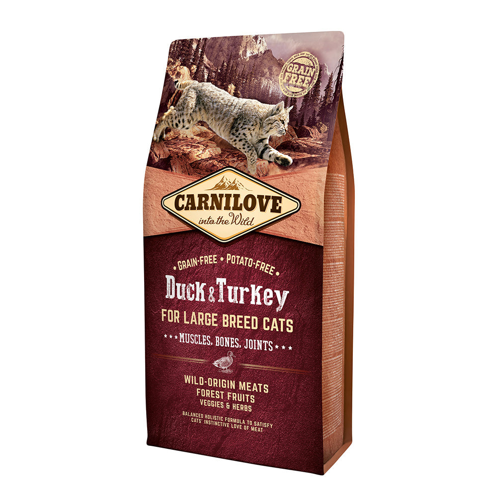 Bild vom Produkt: Carnilove Premium Trockenfutter für adulte Katzen großer Rassen Duck Turkey Large Breed Cats Ente Truthahn 6kg