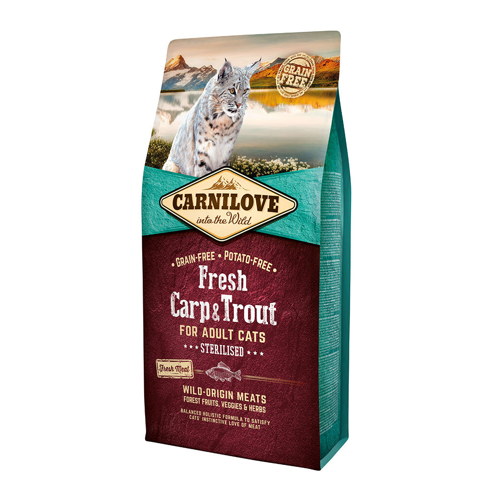 Bild vom Produkt: Carnilove Premium Trockenfutter Fresh für sterilisierte oder kastrierte Katzen Carp Trout Sterilised Karpfen Forelle 6kg