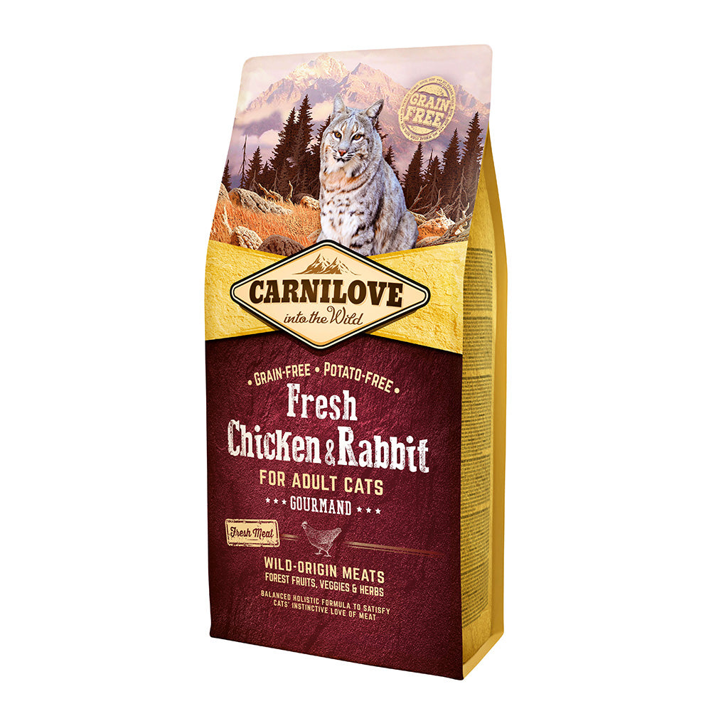 Bild vom Produkt: Carnilove Premium Trockenfutter Fresh für adulte Katze Chicken Rabbit Gourmand Huhn Kaninchen Gourmet 6kg