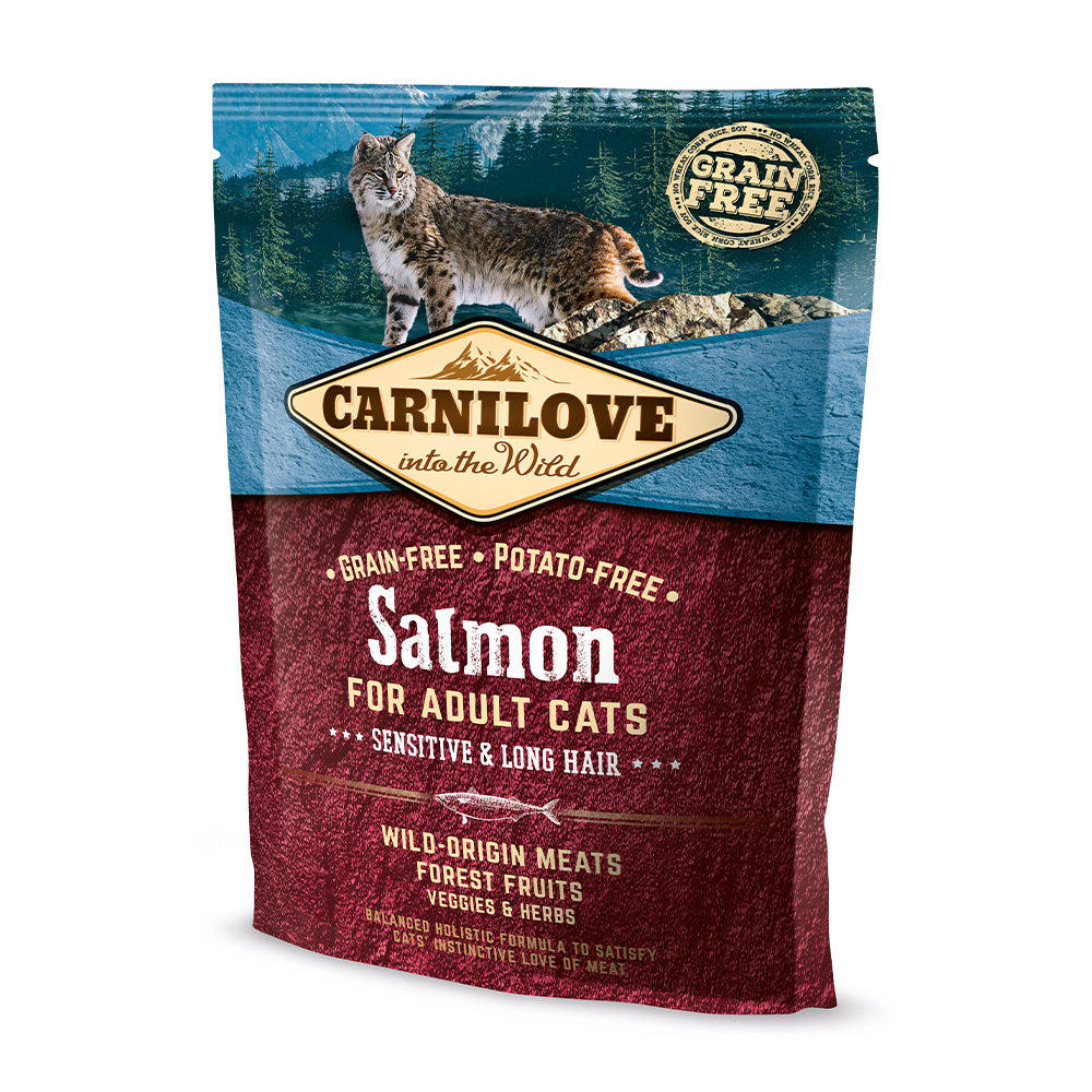 Bild vom Produkt: Carnilove Premium Trockenfutter für adulte Katze Salmon Sensitive Long Hair Lachs Sensitive Langhaarkatzen 400g