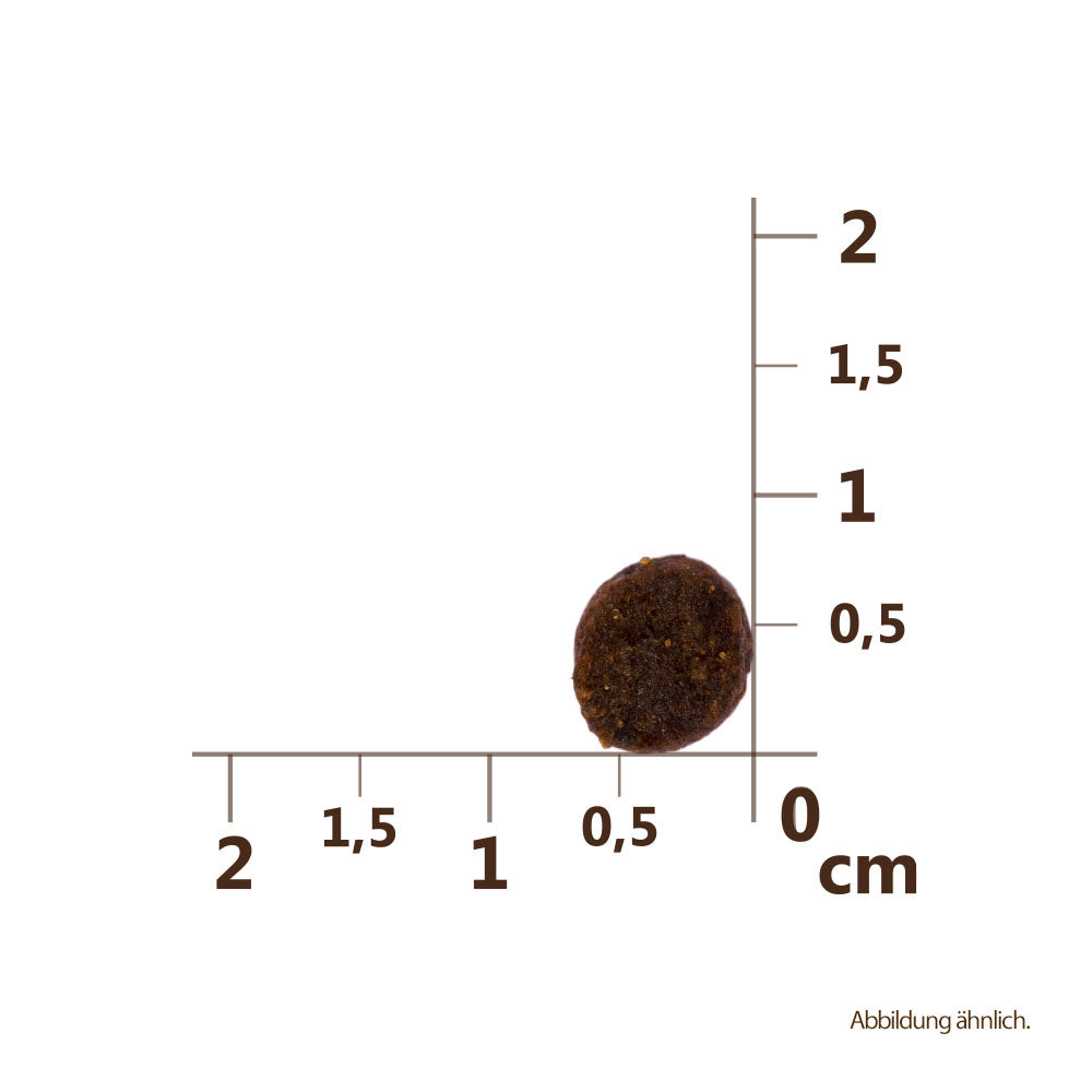 Bild von der Größe der Krokette des Produktes: Carnilove Premium Trockenfutter für Katzenkinder Katzenbabys Salmon Turkey Kitten Lachs Truthahn
