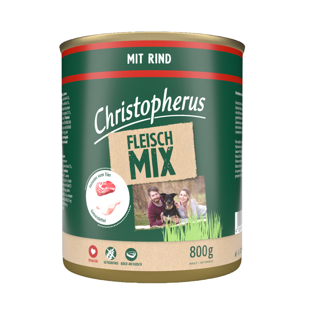 Bild vom Produkt: Christopherus Hund Nassfutter Fleischmix für Adulte Hunde Rind 800g