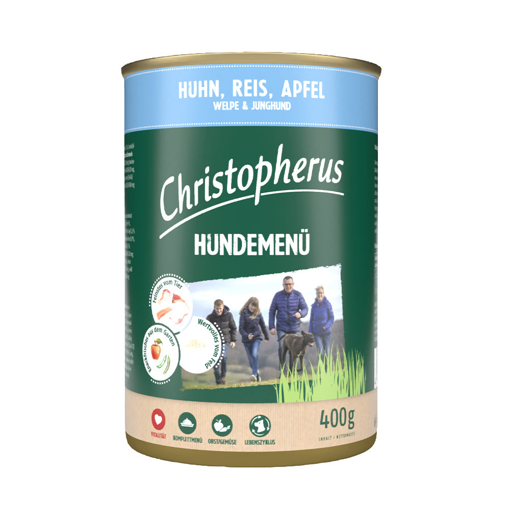 Nassfutter Hundemen - Welpe und Junior - Huhn mit Reis und Apfel  Vafo  Shop
