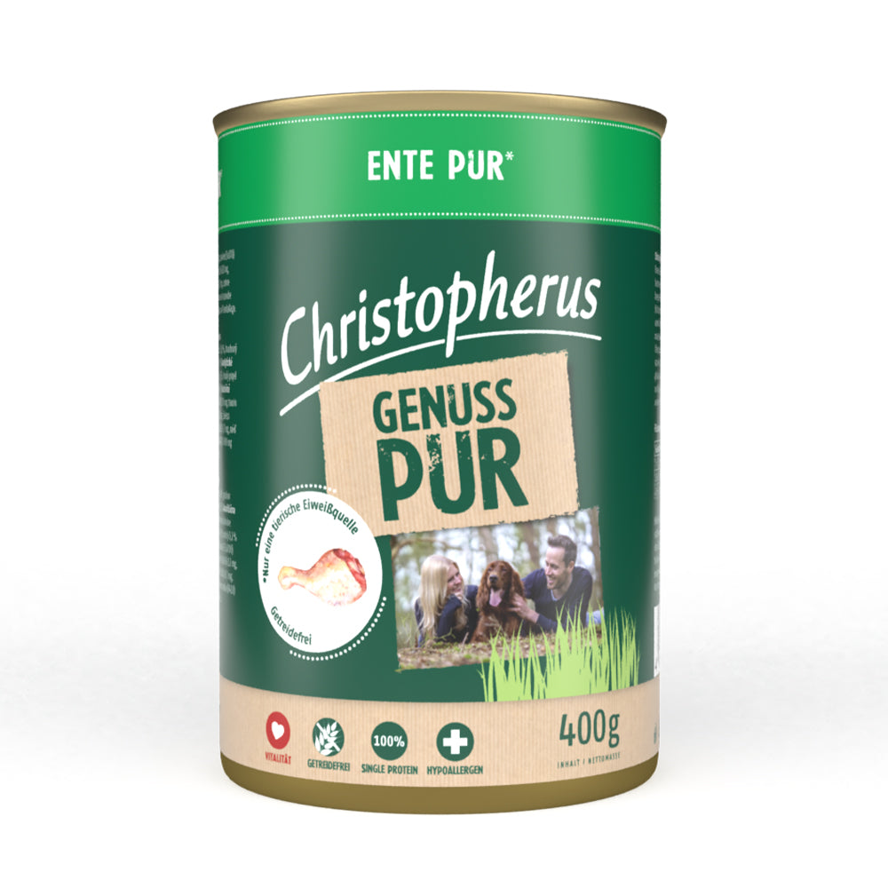 Bild vom Produkt: Christopherus Hund Nassfutter Pur Monoprotein für Adulte Hunde Ente 400g