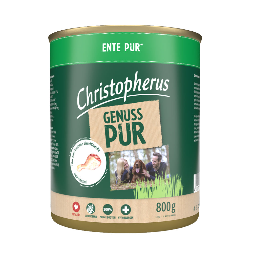 Bild vom Produkt: Christopherus Hund Nassfutter Pur Monoprotein für Adulte Hunde Ente 800g