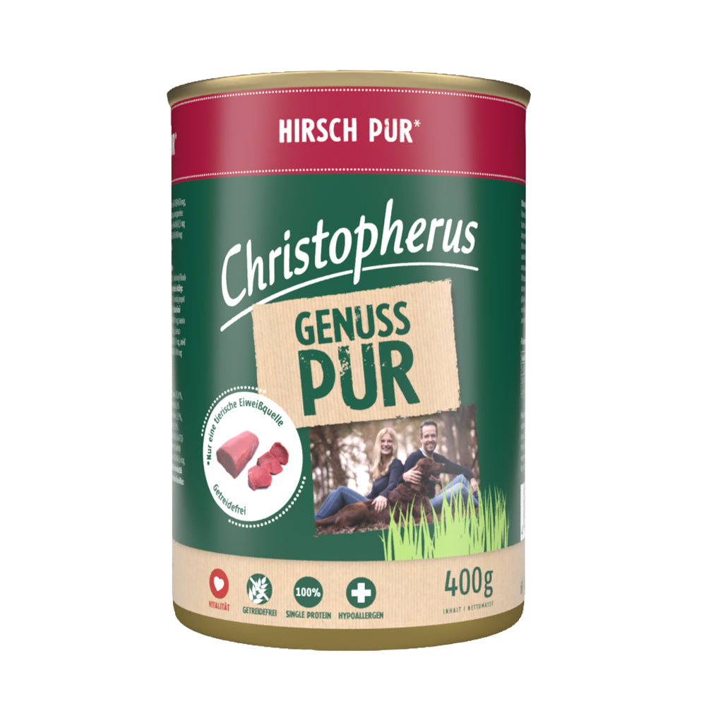 Bild vom Produkt: Christopherus Hund Nassfutter Pur Monoprotein für Adulte Hunde Hirsch 400g