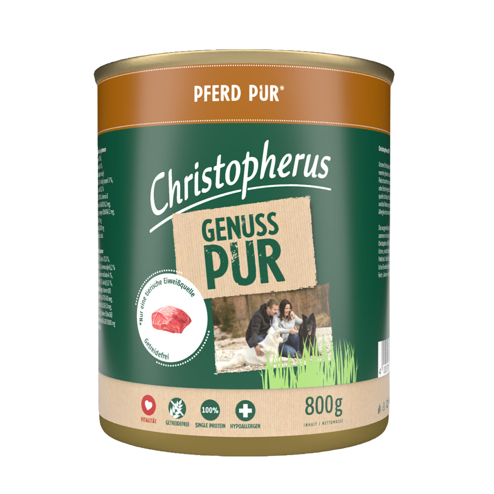 Bild vom Produkt: Christopherus Hund Nassfutter Pur Monoprotein für Adulte Hunde Pferd 800g