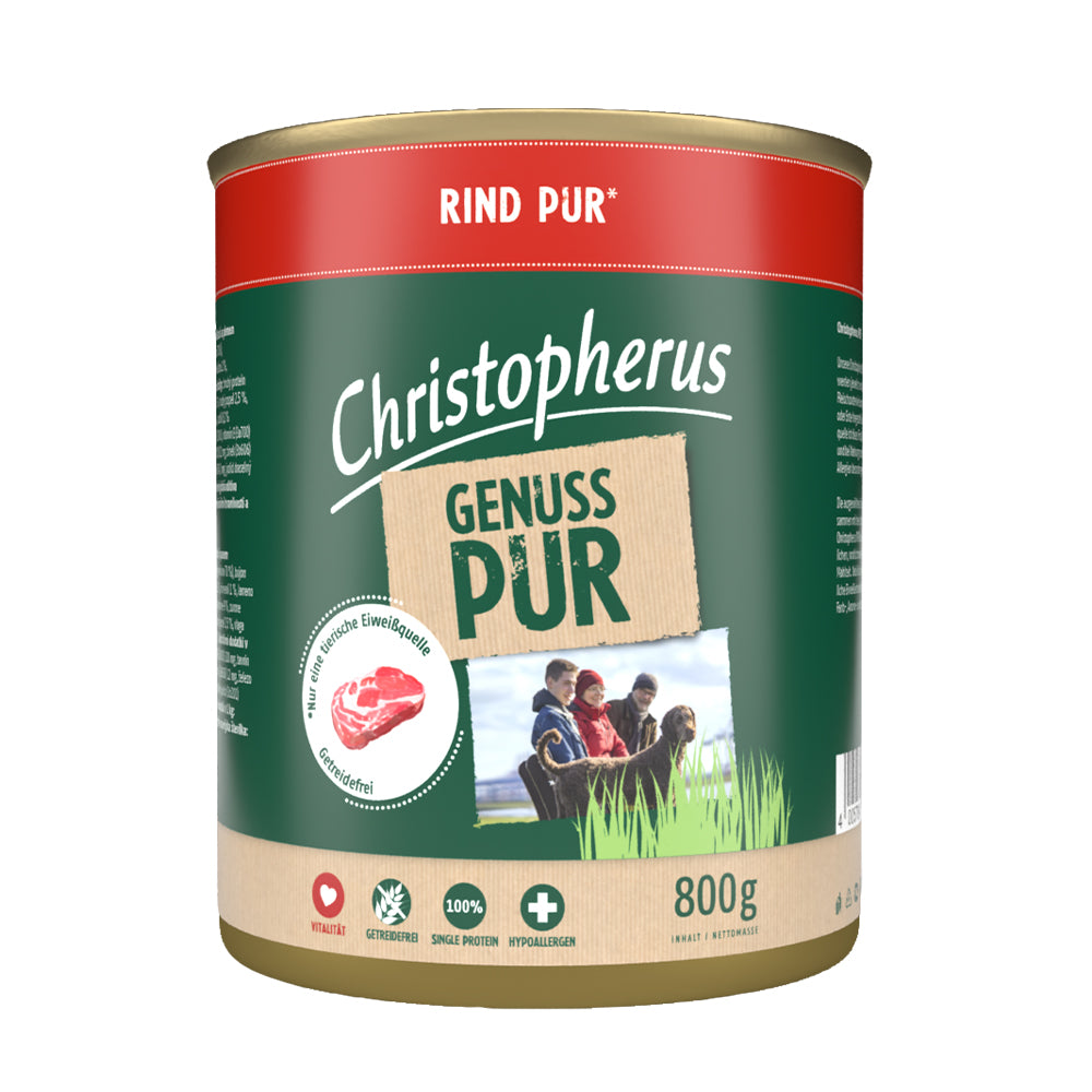 Bild vom Produkt: Christopherus Hund Nassfutter Pur Monoprotein für Adulte Hunde Rind 800g
