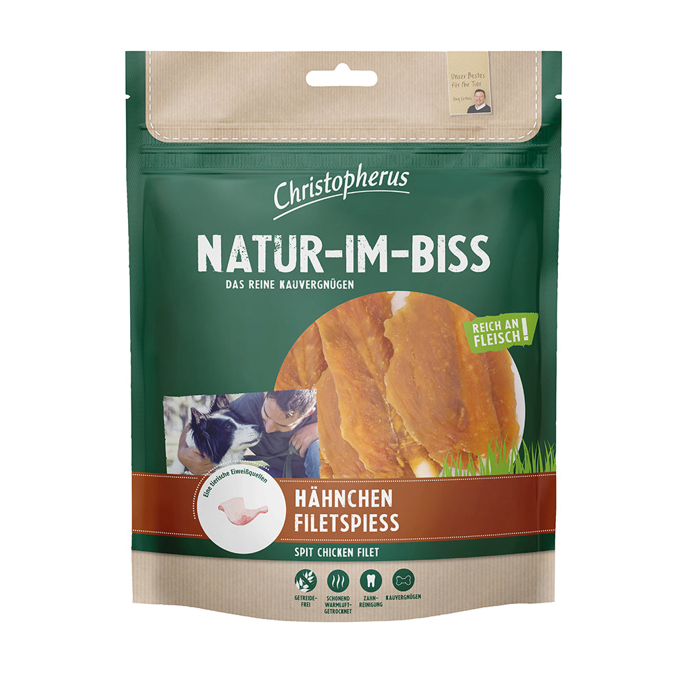 Bild vom Produkt: Christopherus Hund Snack Natur im Biss Hähnchen Filetspieß 300g