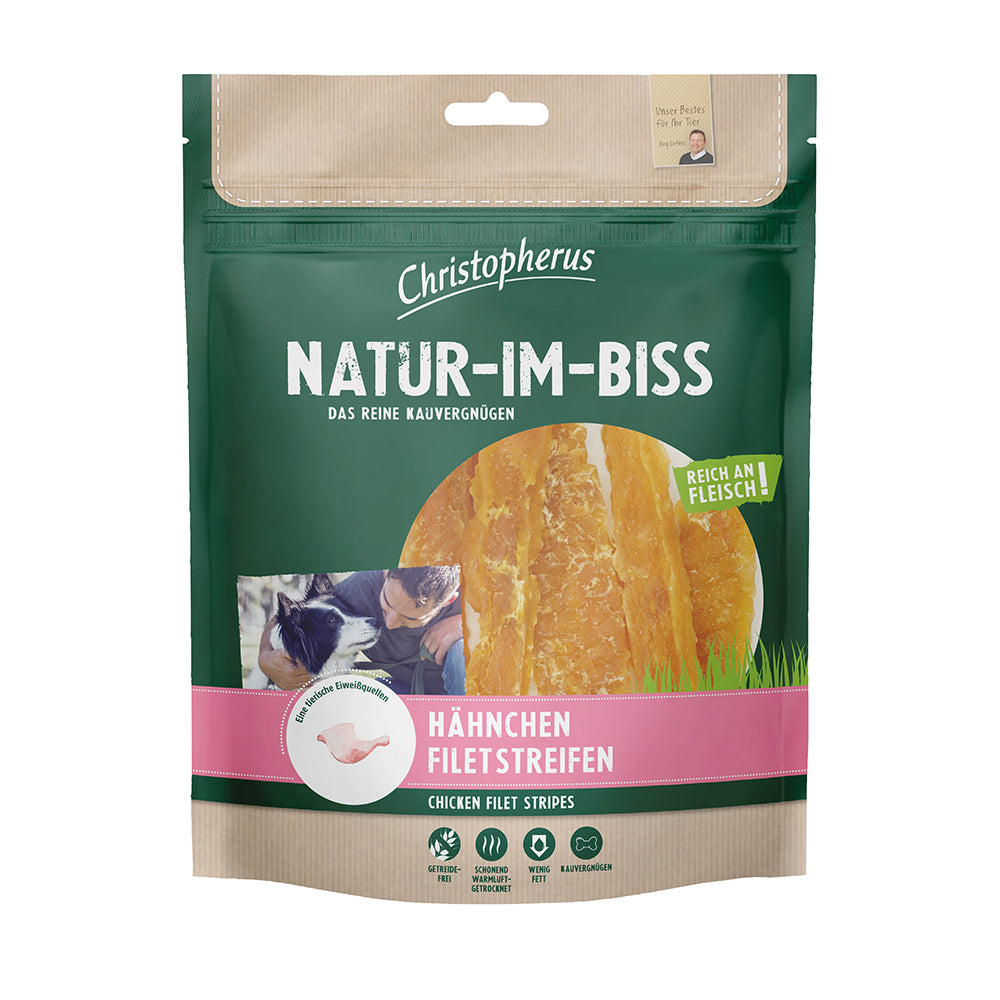 Bild vom Produkt: Christopherus Hund Snack Natur im Bis Hähnchen Filetstreifen 300g