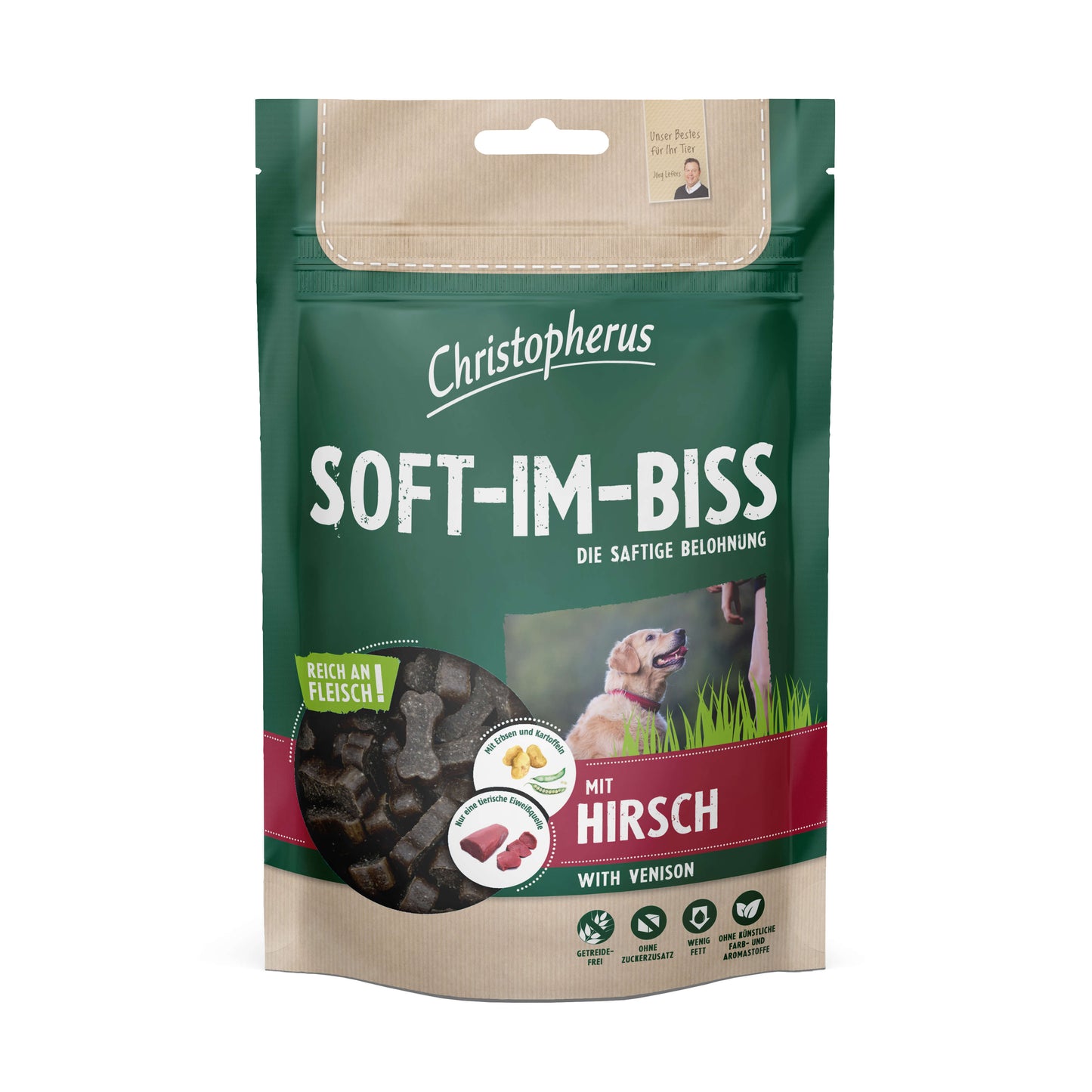 Bild vom Produkt: Christopherus Hund Soft Snack - Soft im Biss Hirsch 125g