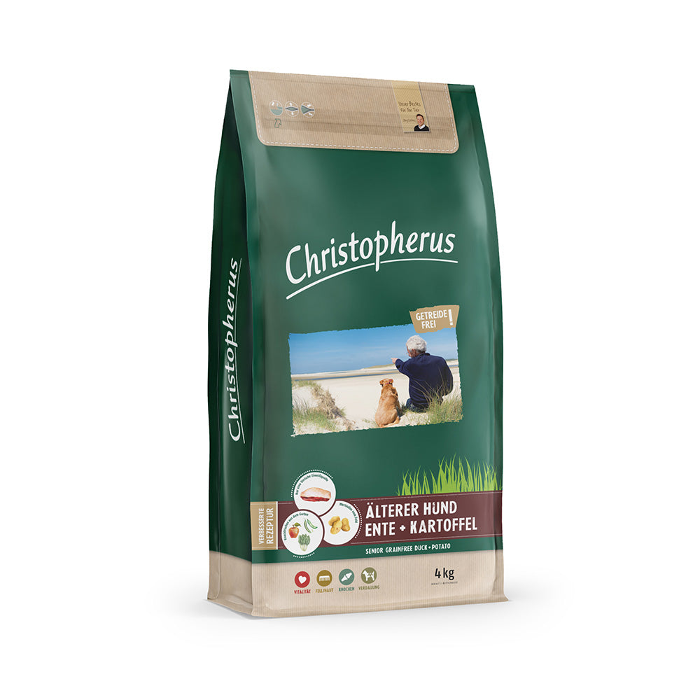 Bild vom Produkt: Christopherus Premium getreidefreies Trockenfutter für ältere Hunde Senior - Ente + Kartoffel 4kg
