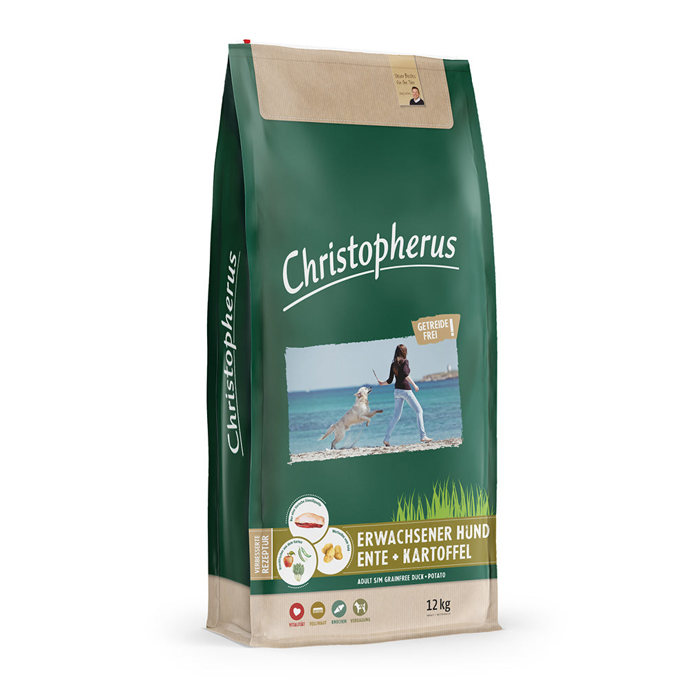 Bild vom Produkt: Christopherus Premium getreidefreies Trockenfutter für adulte Hunde - Ente + Kartoffel 12kg