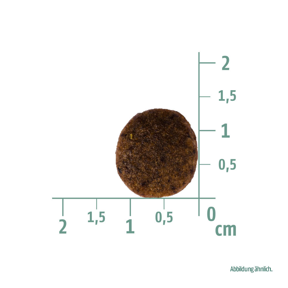 Bild von der Größe der Krokette des Produktes: Christopherus Premium getreidefreies Trockenfutter für adulte Hunde - Forelle und Insekt