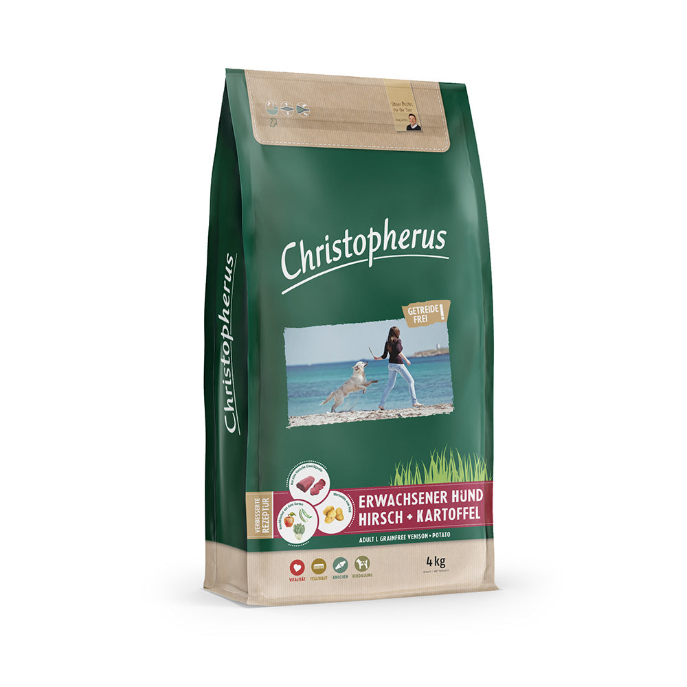 Bild vom Produkt: Christopherus Premium getreidefreies Trockenfutter für adulte Hunde - Hirsch + Kartoffel 4kg
