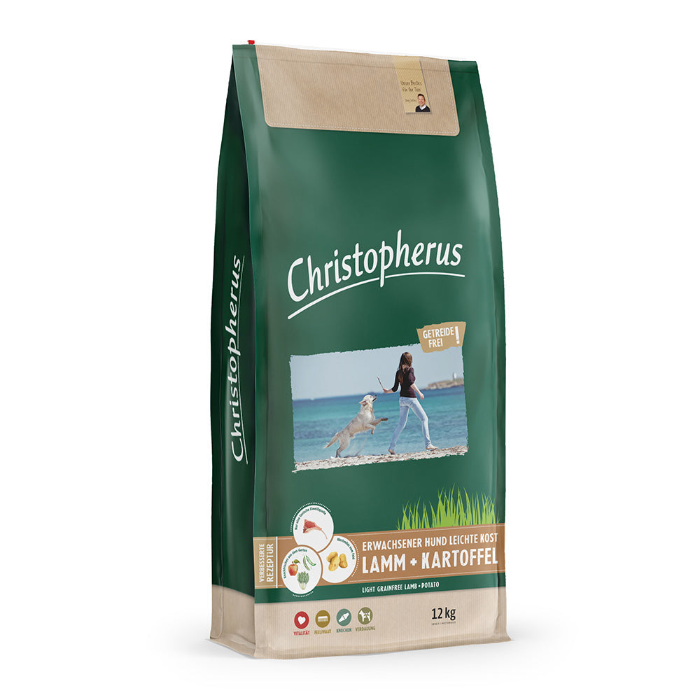 Bild vom Produkt: Christopherus Premium getreidefreies Trockenfutter für adulte übergewichtige Hunde - Leichte Kost - Lamm + Kartoffel 12kg