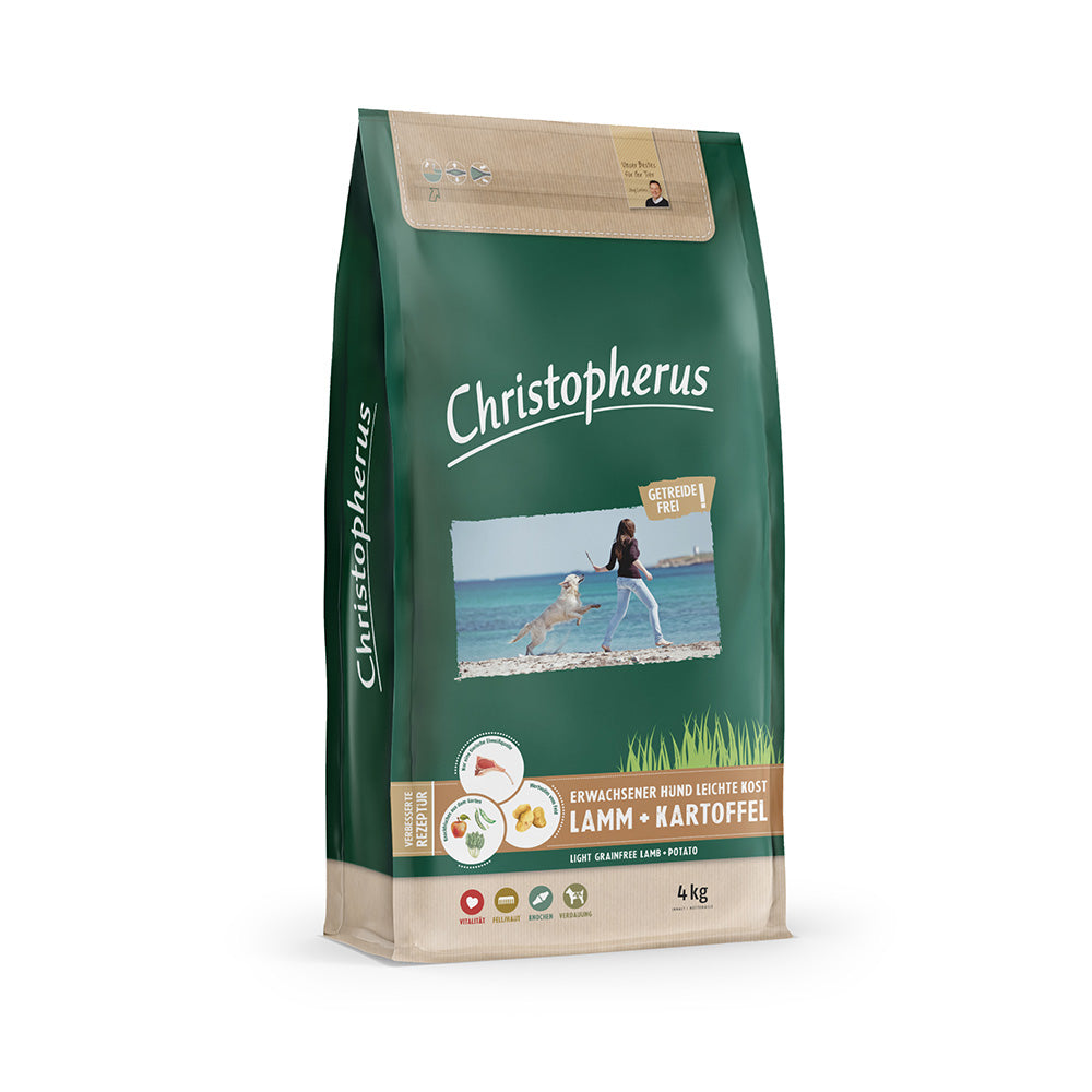 Bild vom Produkt: Christopherus Premium getreidefreies Trockenfutter für adulte übergewichtige Hunde - Leichte Kost - Lamm + Kartoffel 4kg