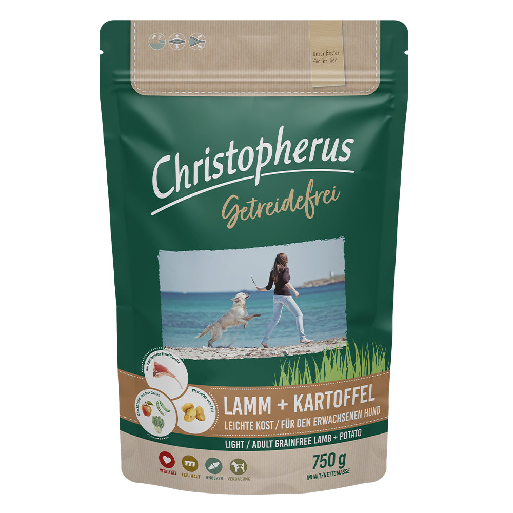Bild vom Produkt: Christopherus Premium getreidefreies Trockenfutter für adulte übergewichtige Hunde - Leichte Kost - Lamm + Kartoffel 750g