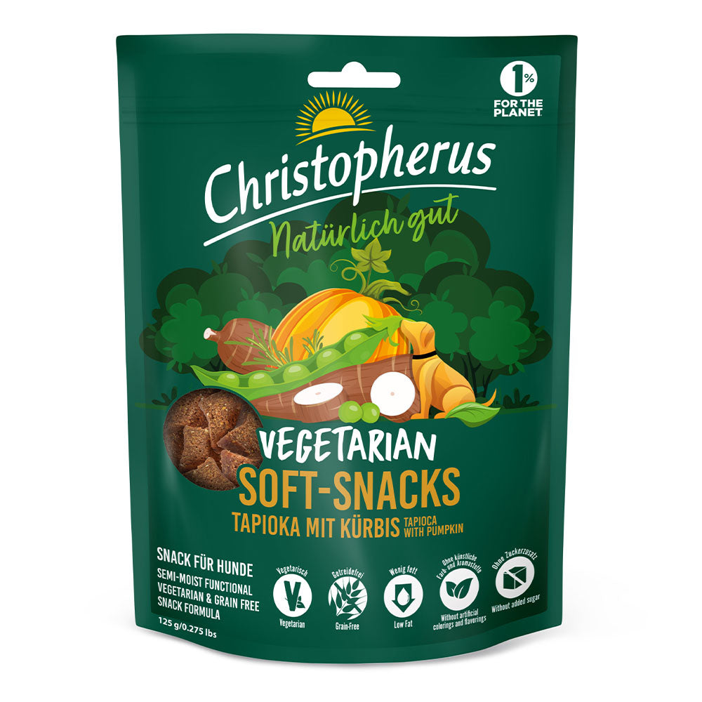 Bild vom Produkt: Christopherus Hund Soft Snack Vegetarisch Vegetarian Tapioka mit Kürbis 125g