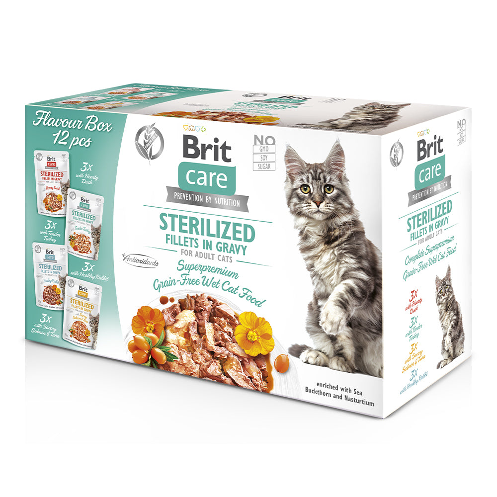 Bild vom Produkt: Brit Care Cat Premium Nassfutter Filets in Soße für adulte sterilisierte kastrierte Katzen Sterilized - 12er Multipack