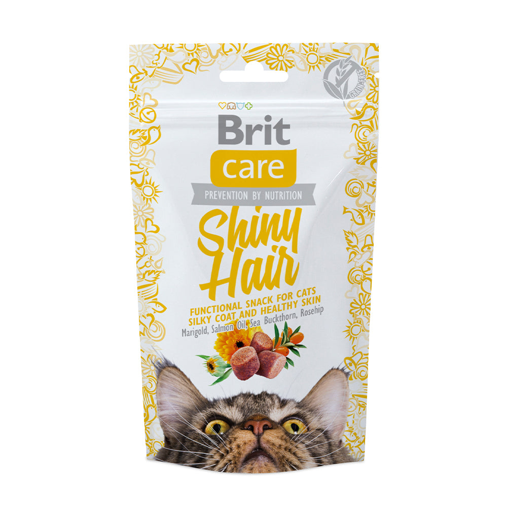 Bild vom Produkt: Brit Care Cat Premium Soft Snack für Katzen Shiny Hair Fellpflege - Lachs mit Sanddorn und Ringelblume 50g