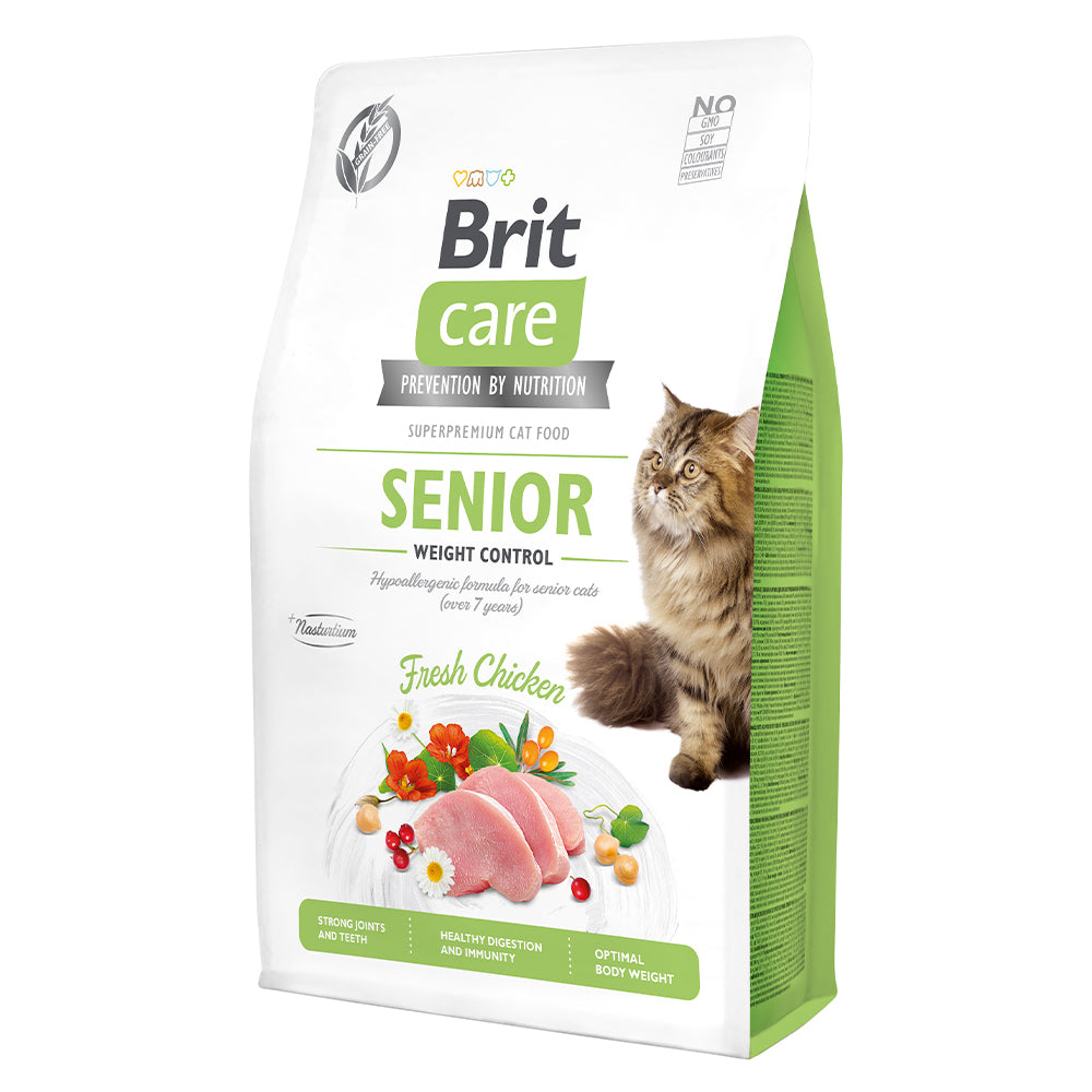 Bild vom Produkt: Brit Care Cat Premium Trockenfutter für ältere Katzen Senior Weight Control Gewichtskontrolle - Fresh Chicken Frisches Huhn 2kg