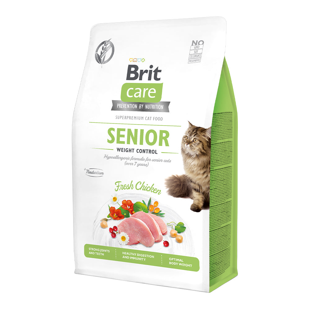 Bild vom Produkt: Brit Care Cat Premium Trockenfutter für ältere Katzen Senior Weight Control Gewichtskontrolle - Fresh Chicken Frisches Huhn 400g